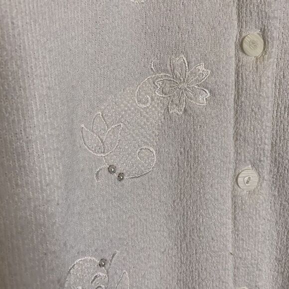 BonWorth Sweater Womens Small white Embroidered Faux Pearls Button Up Vintage - Picture 5 of 12